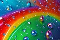 A rainbow colored background with water drops. Generative AI Royalty Free Stock Photo