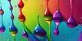 A rainbow colored background with water drops. Generative AI Royalty Free Stock Photo