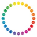 Rainbow colored balls forming a circle shape