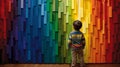 Rainbow Colored Boards: A Child\'s Fascination Royalty Free Stock Photo