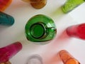 rainbow colored bottles. with big green jug in middle. diversity, acceptance, gay pride, Lifesaver colors