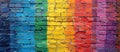 Rainbow Colored Brick Wall With Painted Rainbow Royalty Free Stock Photo