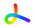 Rainbow-colored curl. Cool colorful squiggle. Organic doodle figure with multicolored spectrum gradient effect isolated