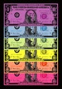 Rainbow colored dollar bills