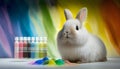 Rainbow colored Easter cute rabbit egg symbol. animal bunny Generated AI Royalty Free Stock Photo