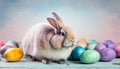Rainbow colored Easter cute rabbit egg symbol. young Generated AI Royalty Free Stock Photo