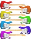 Rainbow colored electric guitars Royalty Free Stock Photo
