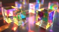 Rainbow Colored Glass Cubes on Reflective Surface Royalty Free Stock Photo