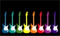 Rainbow colored guitars Royalty Free Stock Photo