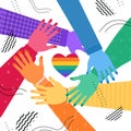 rainbow colored hands gay lesbian love parade pride festival transgender love concept Royalty Free Stock Photo