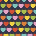 Rainbow colored hearts, seamless vector pattern