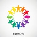 Rainbow-colored human chain forming a circle symbolizing equality, diversity Royalty Free Stock Photo