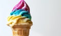 Rainbow-colored ice cream cone on white background Royalty Free Stock Photo