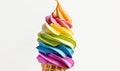 Rainbow-colored ice cream cone on white background Royalty Free Stock Photo