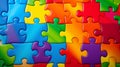 AI illustration of A creative arrangement of multicolored jigsaw puzzle pieces. Royalty Free Stock Photo