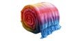 Rainbow-colored knitted blanket roll isolated on transparent background Royalty Free Stock Photo