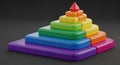 Rainbow Colored Layered Pyramid with Red Top Cone colors stacked Royalty Free Stock Photo