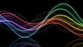 Rainbow Colored Light Waves Flowing on Black Background with Reflection abstract blue Royalty Free Stock Photo
