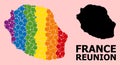 Rainbow Mosaic Map of Reunion Island for LGBT
