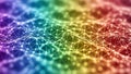 Rainbow Colored Network of Connected Dots and Lines in a Wavy Pattern connection Royalty Free Stock Photo