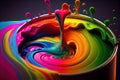 a rainbow-colored paint can with a close-up of the vibrant colors. Royalty Free Stock Photo