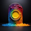 a rainbow colored paint dripping from a can Royalty Free Stock Photo