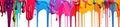 Rainbow colored paint dripping on white background. Generative AI Royalty Free Stock Photo