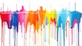 Rainbow colored paint dripping on white background. Generative AI Royalty Free Stock Photo