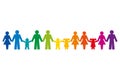 Rainbow colored pictograms of people holding hands, standing in a row Royalty Free Stock Photo