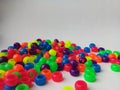 Rainbow colored plastic beads Royalty Free Stock Photo