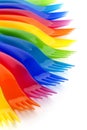 Rainbow colored plastic forks Royalty Free Stock Photo