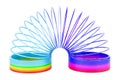 Rainbow colored plastic, helical spring toy. 3D rendering