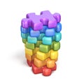 Rainbow colored puzzle jigsaw pieces 3D Royalty Free Stock Photo