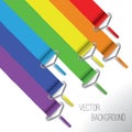rainbow colored roller brush background. Vector illustration decorative design