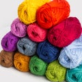 Rainbow colored skeins of yarn Royalty Free Stock Photo