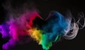 Rainbow colored smoke pattern in plain black background. Generative AI Royalty Free Stock Photo