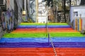 Rainbow colored stairs in Istanbul