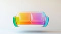 Rainbow-colored suspended couch creating lively and playful seating option, ideal for modern statement. Royalty Free Stock Photo