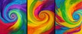 rainbow colored swirls as a tryptych ai generated illustration