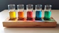 Rainbow-Colored Test Tube Holder with Four Watercolor Test Tubes for Science Experiments.