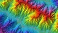 Rainbow Colored Topographic Map of Mountainous Region Royalty Free Stock Photo