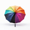 Rainbow Colored Umbrella On White Background