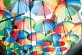 Rainbow colored umbrellas Royalty Free Stock Photo