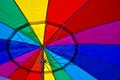 Rainbow colored underbelly of an opened umbrella Royalty Free Stock Photo