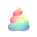 Rainbow colored unicorn poop, fabulous animal excrement, icon