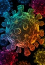 Rainbow Colored Virus Cell Microscopic 3D Model Royalty Free Stock Photo