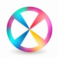 a rainbow colored wheel with a white background