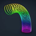 Rainbow colored wire spiral toy. 3D illustration Royalty Free Stock Photo