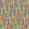 Rainbow colorful bird feather braid seamless pattern texture background