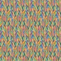 Rainbow colorful bird feather braid seamless pattern texture background